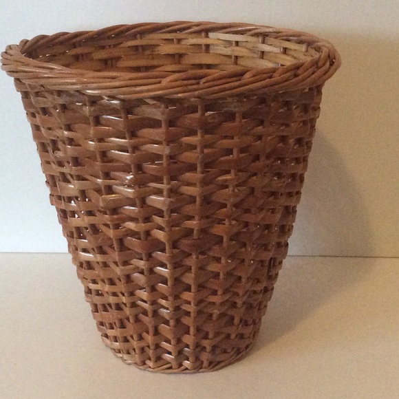 Boho Vintage Wicker Plant /Waste Basket 12” x 12”